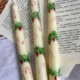 Christmas Hand Painted Candles, Dinner Candles, Table Decor, Taper Candle, Chrsitams Gift - thumbnail 3
