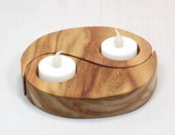 Handmade Wooden Ying Yang Tea Light Holder Valentine's Gift
