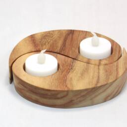Handmade Wooden Ying Yang Tea Light Holder Valentine's Gift - thumbnail 3