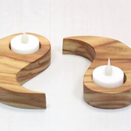 Handmade Wooden Ying Yang Tea Light Holder Valentine's Gift - thumbnail 2