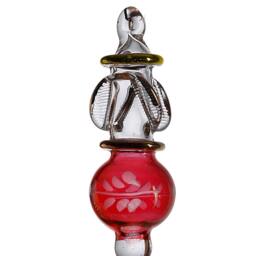 Handcrafted Red Blown Glass Christmas Ornament - 14K Gold Accents - thumbnail 2