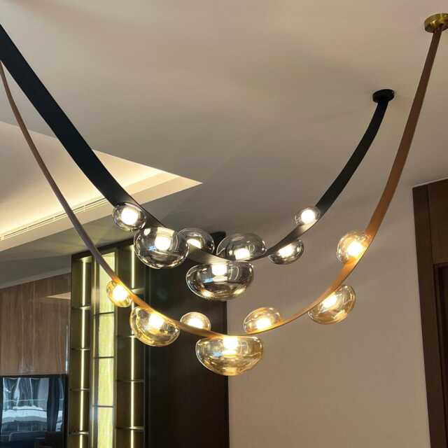 Labranda Glass Sphere Chandelier - Leather Belted Led Light - image 1