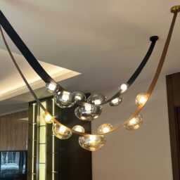 Labranda Glass Sphere Chandelier - Leather Belted Led Light