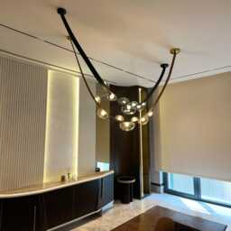Labranda Glass Sphere Chandelier - Leather Belted Led Light - thumbnail 2