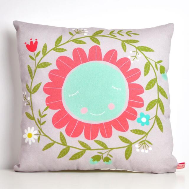 Decorative Throw Pillow For Kids Room With Flower & Wreath, By Pinknounou - image 1