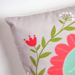 Decorative Throw Pillow For Kids Room With Flower & Wreath, By Pinknounou - thumbnail 3