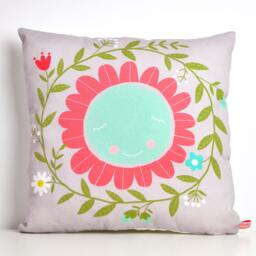 Decorative Throw Pillow For Kids Room With Flower & Wreath, By Pinknounou - thumbnail 1