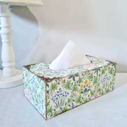 William Morris Bluebells Tissue Box, Floral Large Wooden Cover With Pull-Out Base