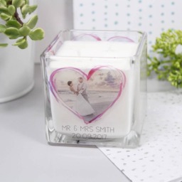 Personalized Wedding Photo Candle - Anniversary Scented Soy Wax - thumbnail 1