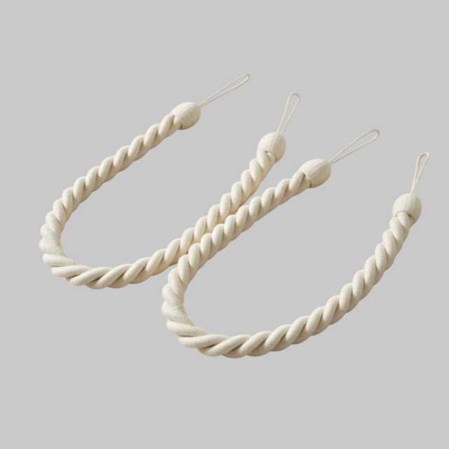 Pair Of Modern Coastal Rope Tiebacks - 95cm Cotton Finish Curtain Embraces - Set 2 - image 1