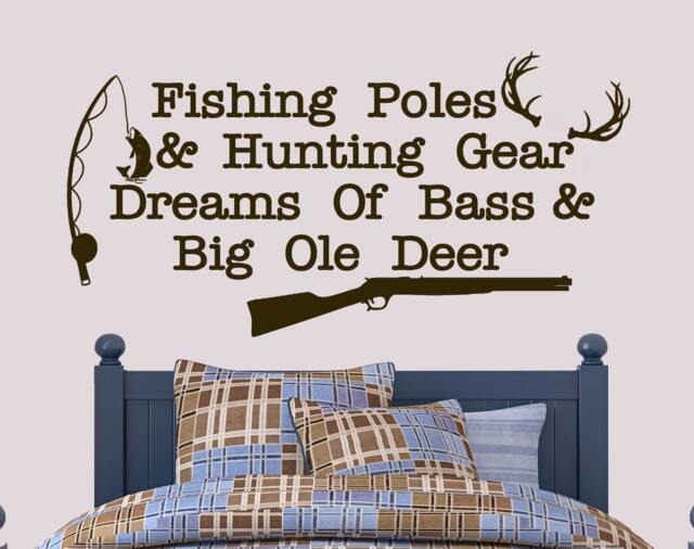 Country Nursery Wall Decal Fishing, Hunting, Bass & Deer - image 1