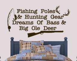 Country Nursery Wall Decal Fishing, Hunting, Bass & Deer - thumbnail 1