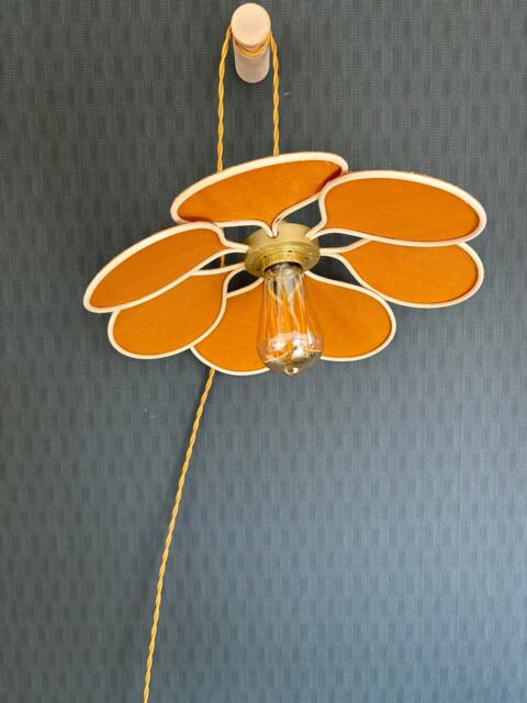 7-Petal Linen & Rattan Flower Lamp - Chandelier Wall Light Handcrafted - image 1