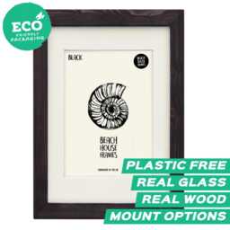 Black A5 Picture Frame - Handmade Free Standing Modern Rustic Vintage Antique Photo Wooden Frames With Mount Option