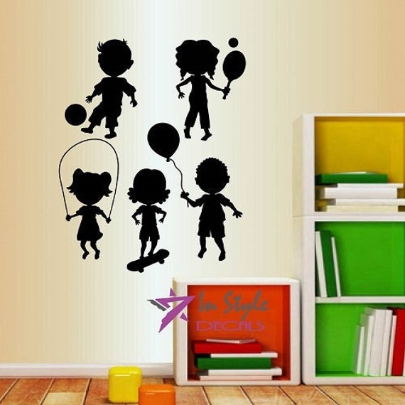 In-Style Decals Wall Vinyl Decal Home Decor Art Sticker Cute Little Kids Silhouettes Playing Dancing Nursery Play Children Room Design 2019 - image 1