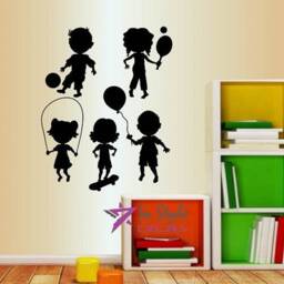 In-Style Decals Wall Vinyl Decal Home Decor Art Sticker Cute Little Kids Silhouettes Playing Dancing Nursery Play Children Room Design 2019 - thumbnail 1