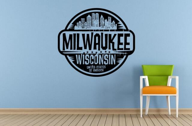 Milwaukee Wisconsin United States Of America Stamp Window Or Wall Car Vinyl Peal & Stick Removable Sticker Decal L1525 - image 1