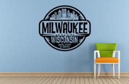 Milwaukee Wisconsin United States Of America Stamp Window Or Wall Car Vinyl Peal & Stick Removable Sticker Decal L1525 - thumbnail 1