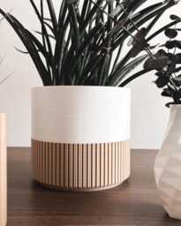 Two Tone Wood Plant Planter, Color Block Large Pot, Boho Decor - Up To 10