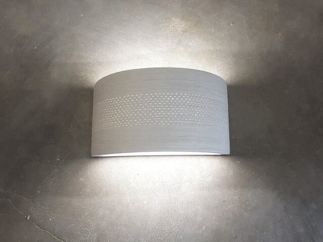 Handmade Ceramic Wall Sconce Off-White Carved Light Fixture - image 1