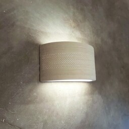 Handmade Ceramic Wall Sconce Off-White Carved Light Fixture - thumbnail 2