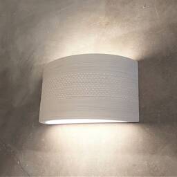 Handmade Ceramic Wall Sconce Off-White Carved Light Fixture - thumbnail 3