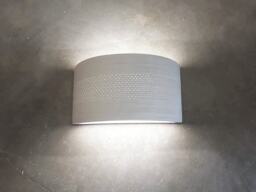 Handmade Ceramic Wall Sconce Off-White Carved Light Fixture - thumbnail 1