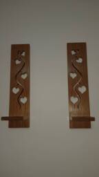Wooden Candle Sconces Solid Oak With Heart Vine Detail .candles /Glass Not Included - thumbnail 4