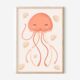 Girls Room Jellyfish & Shell Print. Beautiful Wall Art Perfect For A Mermaid Ocean Themed Nursery, Playroom Or Girls - Print Only - thumbnail 2