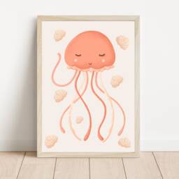 Girls Room Jellyfish & Shell Print. Beautiful Wall Art Perfect For A Mermaid Ocean Themed Nursery, Playroom Or Girls - Print Only - thumbnail 3