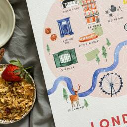 Handmade London Neighbourhood Map/Print Cute Watercolour Colorful Map - thumbnail 3