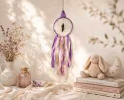 Boho Dreamcatcher - Pastel Purple Nursery Wall Hanging Handmade Decor - thumbnail 1
