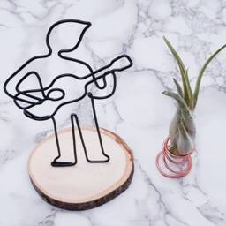 Personalized Guitar Player Wire Sculpture, Aluminum Desk Decor - thumbnail 3