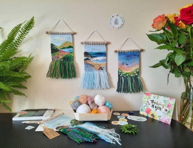 Mini Small Woven Wall Hanging - Weave Weaving Tapestry Ornaments Gallery Wall Landscape Decor- Hanging - image 1