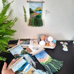 Mini Small Woven Wall Hanging - Weave Weaving Tapestry Ornaments Gallery Wall Landscape Decor- Hanging - thumbnail 2