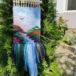 Mini Small Woven Wall Hanging - Weave Weaving Tapestry Ornaments Gallery Wall Landscape Decor- Hanging - thumbnail 3
