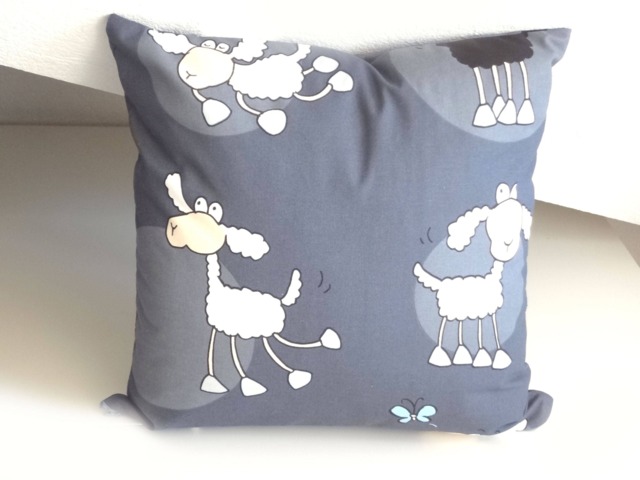 Kid Cushion With Sheep, Decorative Pillow, Child Grey Ooak - image 1