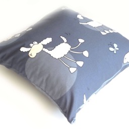 Kid Cushion With Sheep, Decorative Pillow, Child Grey Ooak - thumbnail 3