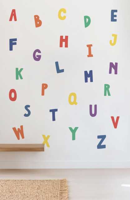 Rainbow Alphabet Fabric Wall Stickers Reusable Kids Room Decor - image 1