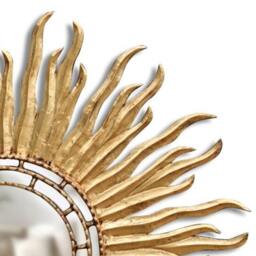 Peruvian Radiant Sunburst Mirror 78 cm Handmade Wall Decor - Carved Wood Round Gold Statement For Living Room Bathroom Entryway - thumbnail 2