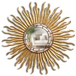 Peruvian Radiant Sunburst Mirror 78 cm Handmade Wall Decor - Carved Wood Round Gold Statement For Living Room Bathroom Entryway