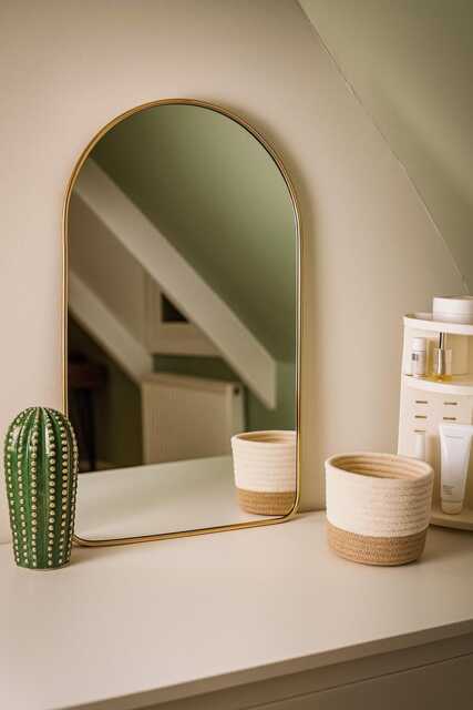 Moroccan Brass Arch Mirror - Handmade Gold Wall Art & Boho Home Decor - image 1