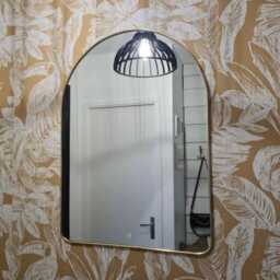 Moroccan Brass Arch Mirror - Handmade Gold Wall Art & Boho Home Decor - thumbnail 2