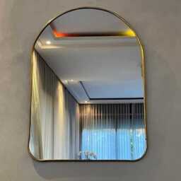 Moroccan Brass Arch Mirror - Handmade Gold Wall Art & Boho Home Decor - thumbnail 3