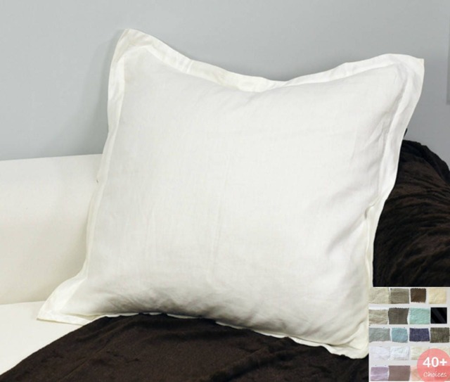 Euro Sham Covers With Flange, 100% Linen, Accented Pillow Covers, Square All Sizes, 41+ Linen Fabric Choices - image 1