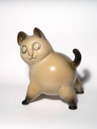 Siamese Cat Ceramic Sculpture - Cheeky Cat, Funny Kitten Statue, Silly Decor, Handmade, Unique, One Of A Kind - thumbnail 1