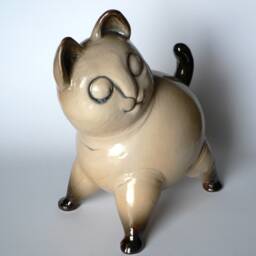 Siamese Cat Ceramic Sculpture - Cheeky Cat, Funny Kitten Statue, Silly Decor, Handmade, Unique, One Of A Kind - thumbnail 3