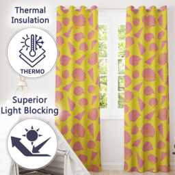 Minimal Seashell Pattern Yellow Pink Contrast Background Seamless Readymade Eyelet Ring Top Thermal 100% Blackout Curtains - thumbnail 3