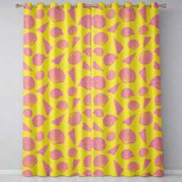 Minimal Seashell Pattern Yellow Pink Contrast Background Seamless Readymade Eyelet Ring Top Thermal 100% Blackout Curtains - thumbnail 2