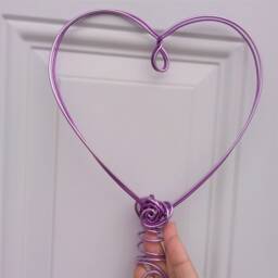 Purple Wire Heart Christmas Tree Topper, Mardi Gras Decor - thumbnail 2